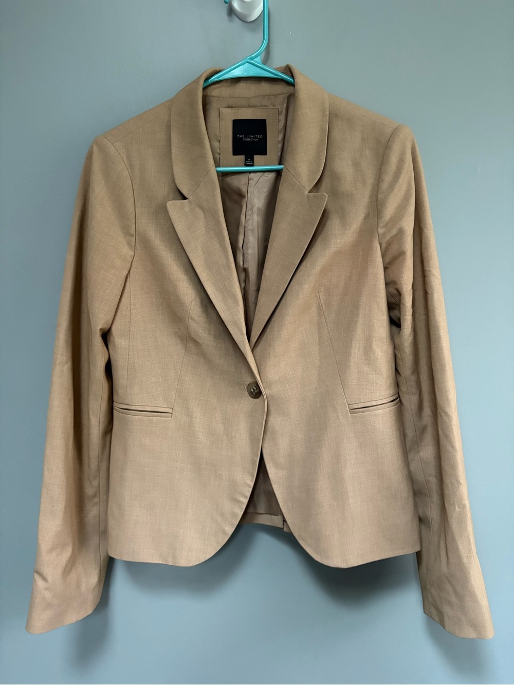 The Limited Women's Tan Blazer Classic Single-Button Tailored Jacket Size 8